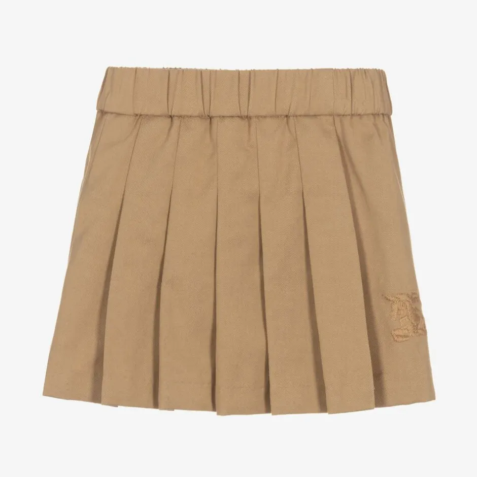 Burberry Baby Girls Beige Pleated Twill Skirt Outlet