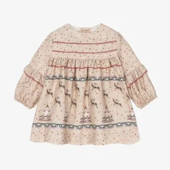 Miranda Baby Girls Beige Star Print Dress Clearance