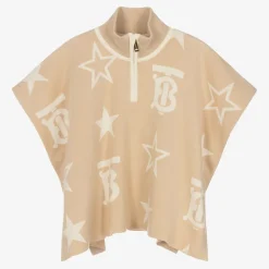Burberry Baby Girls Beige TB Logo Knitted Cape Best