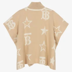 Burberry Baby Girls Beige TB Logo Knitted Cape Best