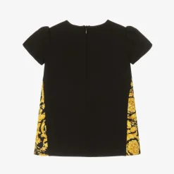 Versace Baby Girls Black Barocco Print Milano Dress Sale