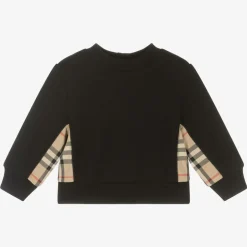Burberry Baby Girls Black Cotton Check Sweatshirt Best
