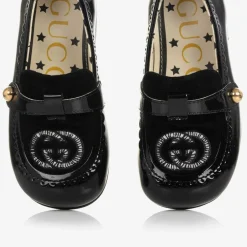 Gucci Baby Girls Black Patent Leather Loafers