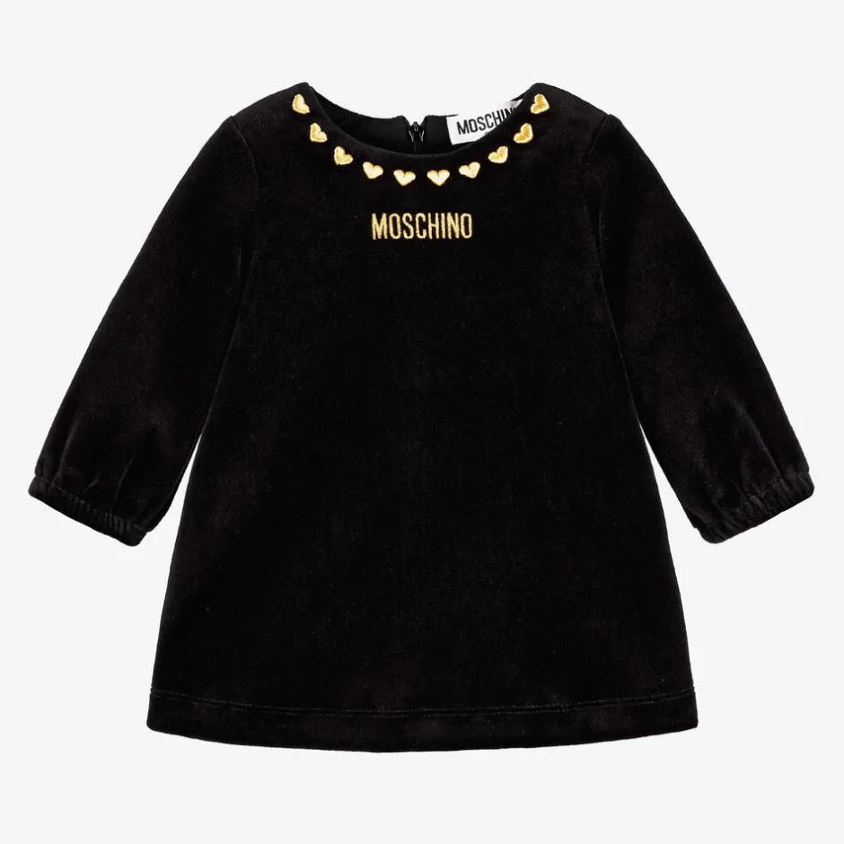 Moschino Baby Baby Girls Black Velour Hearts Dress Best