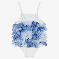Angels Face Baby Girls Blue & White Frill Swimsuit (UPF50+) BlueFlower Online
