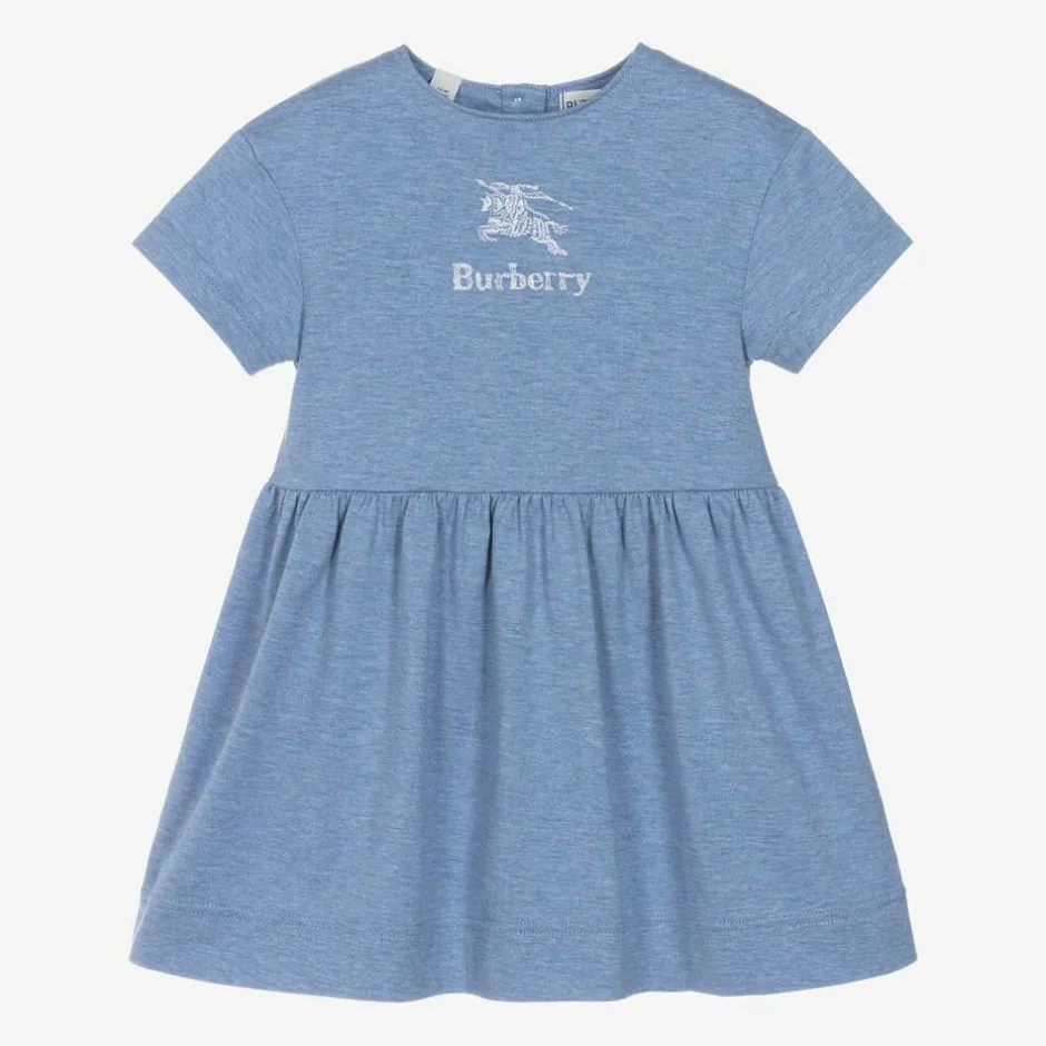 Burberry Baby Girls Blue Cotton Dress Best