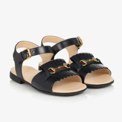 Gucci Baby Girls Blue Leather Horsebit Sandals Sale