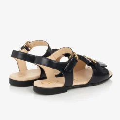 Gucci Baby Girls Blue Leather Horsebit Sandals Sale