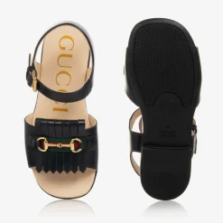 Gucci Baby Girls Blue Leather Horsebit Sandals Sale