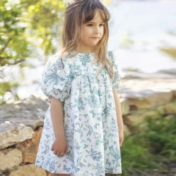 Tartine et Chocolat Baby Girls Blue Toile Du Jouy Cotton Dress Outlet