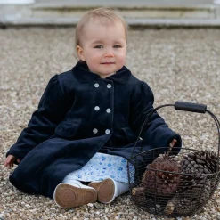 Emile et Rose Baby Girls Blue Velour Coat & Hat Set Discount