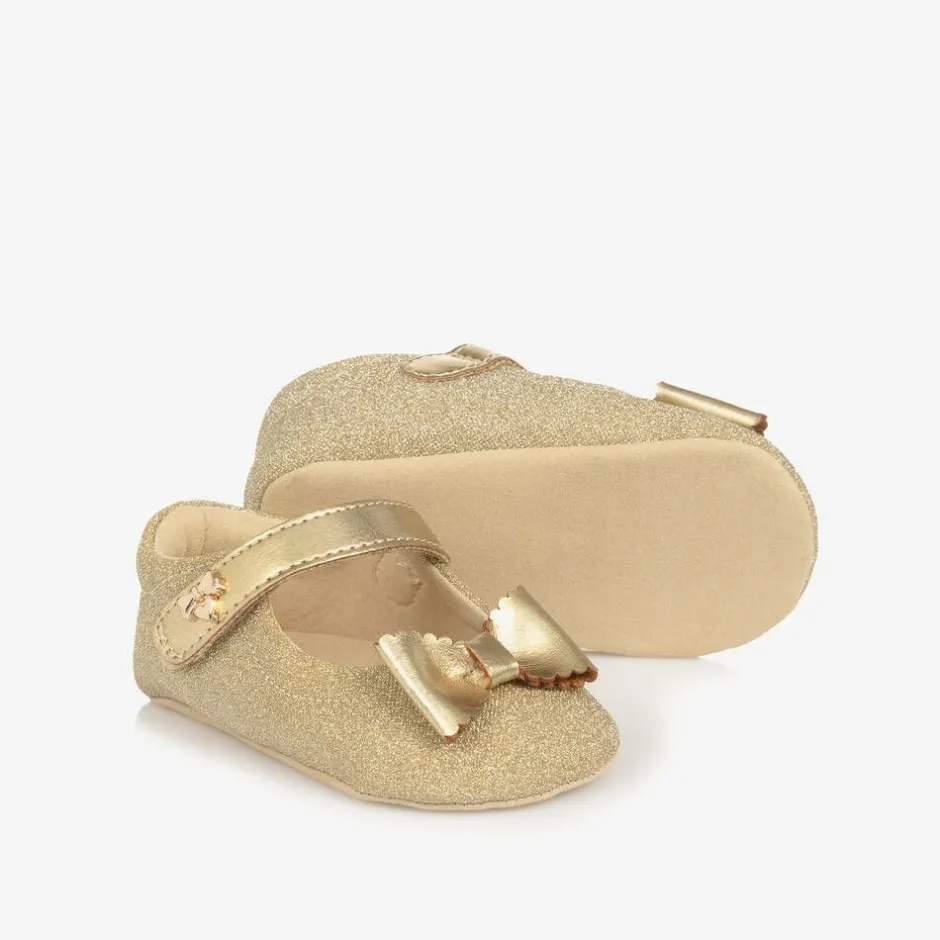 Angels Face Baby Girls Gold Glitter Pre-Walker Shoes