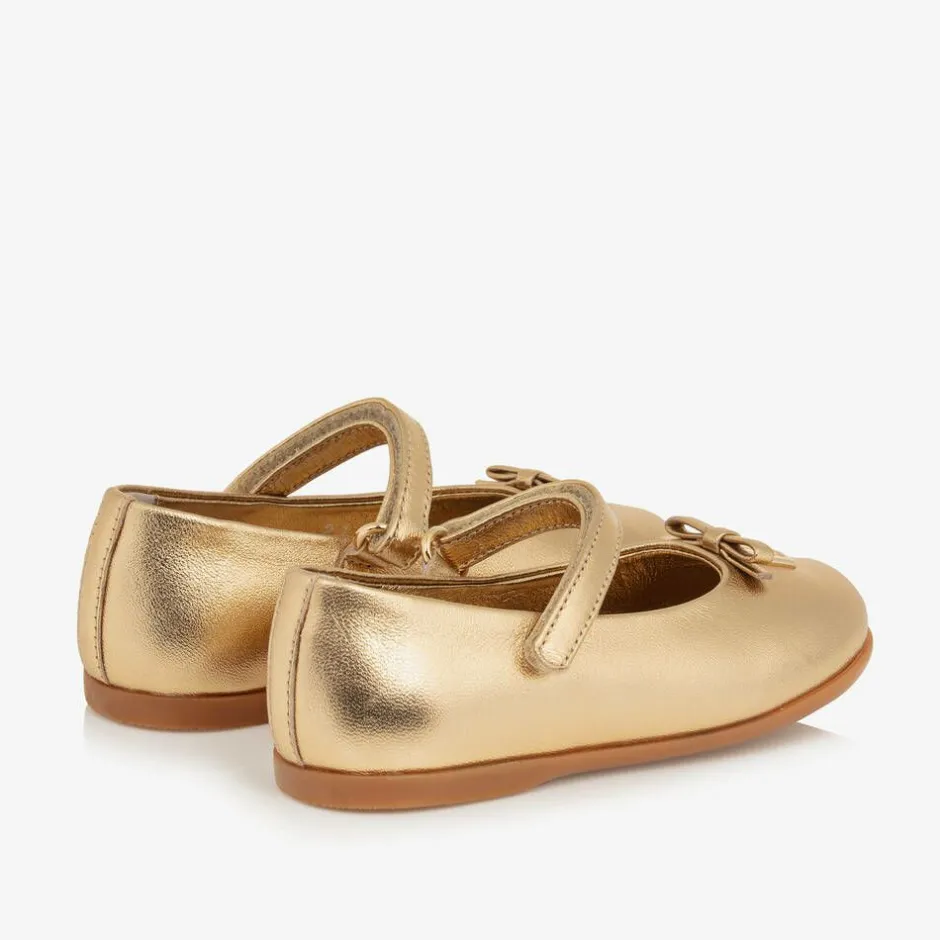 Dolce amp; Gabbana Baby Girls Gold Leather DG Ballerina Pumps Discount