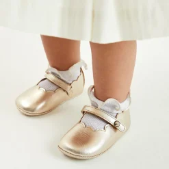 Beatrice amp; George Baby Girls Gold Leather Pre-Walker Shoes Discount