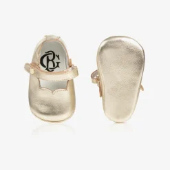 Beatrice amp; George Baby Girls Gold Leather Pre-Walker Shoes Discount