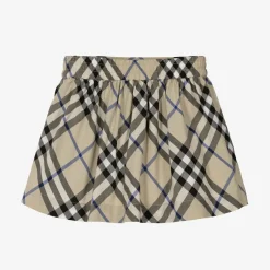 Burberry Baby Girls Grey Check Cotton Skirt Lichen Clearance