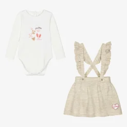 Guess Baby Girls Ivory & Beige Skirt Set Hot