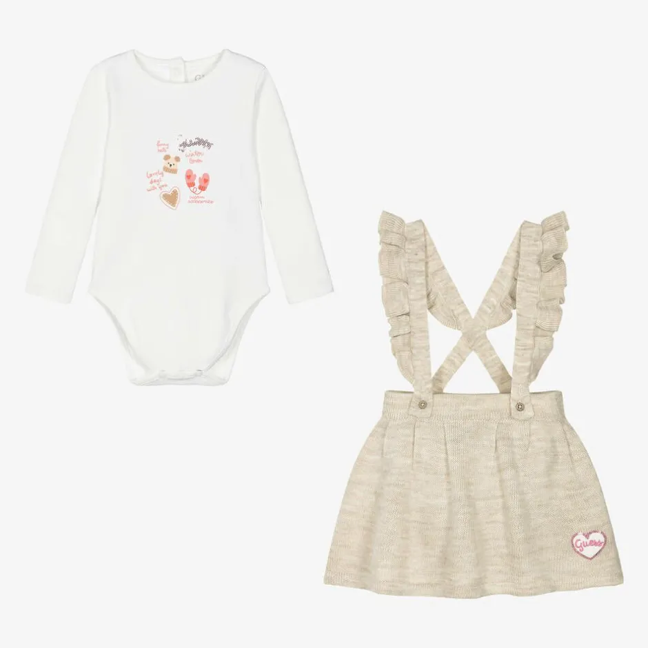 Guess Baby Girls Ivory & Beige Skirt Set Hot