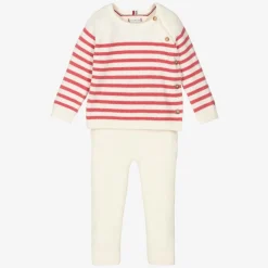 Tommy Hilfiger Baby Girls Ivory & Pink Cotton Leggings Set New