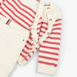 Tommy Hilfiger Baby Girls Ivory & Pink Cotton Leggings Set New