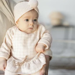 1 + in the family Baby Girls Ivory Check Cotton Dress Clearance