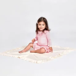 Lemon Loves Layette Baby Girls Ivory Cotton Blanket (90cm) Eggnog Hot