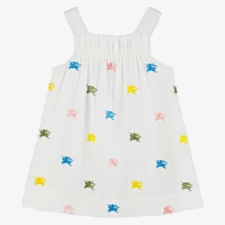 Burberry Baby Girls Ivory Cotton EKD Logo Dress Best