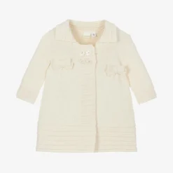 iDO Mini Baby Girls Ivory Cotton Knit Pram Coat Online
