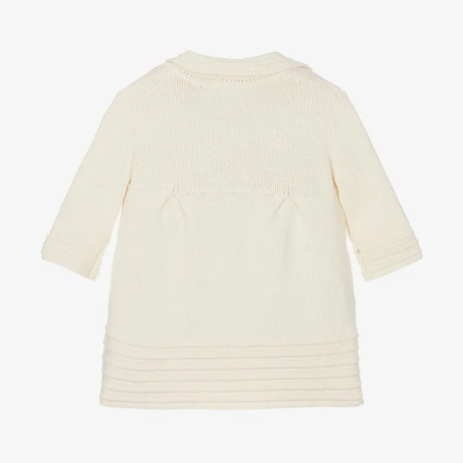 iDO Mini Baby Girls Ivory Cotton Knit Pram Coat Online