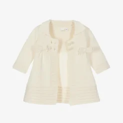 iDO Mini Baby Girls Ivory Cotton Knit Pram Coat Online
