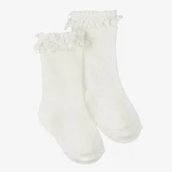 Mayoral Newborn Baby Girls Ivory Cotton Lace Frill Socks Outlet