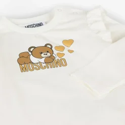 Moschino Baby Baby Girls Ivory Cotton Teddy Bear Top Clearance