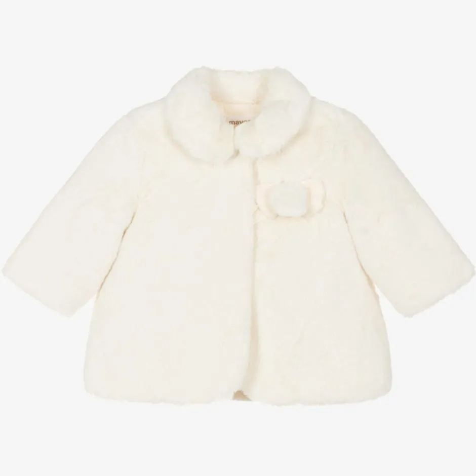 Mayoral Baby Girls Ivory Faux Fur Coat Online