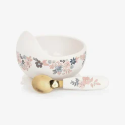Elodie Baby Girls Ivory Floral Feeding Bowl & Spoon Set Best