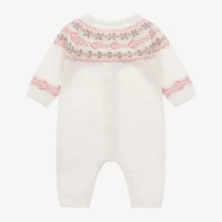 Tartine et Chocolat Baby Girls Ivory Floral Wool & Cashmere Romper New
