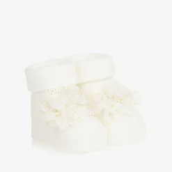 Mayoral Newborn Baby Girls Ivory Headband & Booties Set Sale