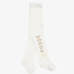 A Dee Baby Girls Ivory Knit Bear Tights Clearance