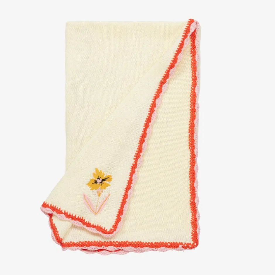 Powell Craft Baby Girls Ivory Knit Butterfly Shawl (73cm) Sale