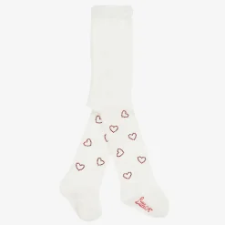 A Dee Baby Girls Ivory Knit Heart Tights