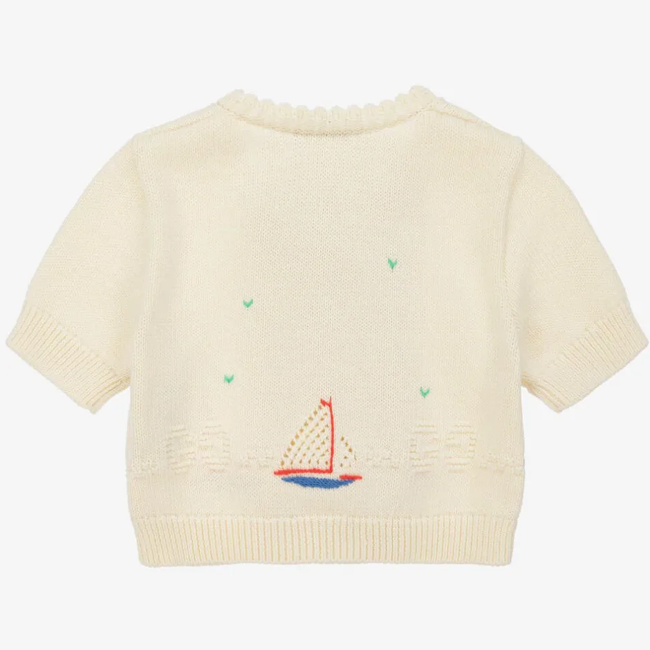 Gucci Baby Girls Ivory Knitted Boat Cardigan Discount
