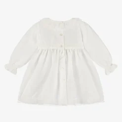 Artesanía Granlei Baby Girls Ivory Organza & Lace Dress Best