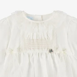 Artesanía Granlei Baby Girls Ivory Organza & Lace Dress Best