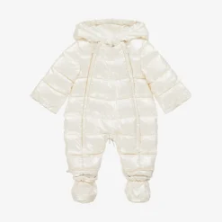 Mayoral Newborn Baby Girls Ivory Padded Snowsuit Clearance