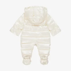 Mayoral Newborn Baby Girls Ivory Padded Snowsuit Clearance