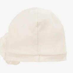 Lemon Loves Layette Baby Girls Ivory Pima Cotton Hat Eggnog