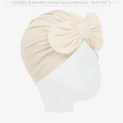 Lemon Loves Layette Baby Girls Ivory Pima Cotton Hat Eggnog