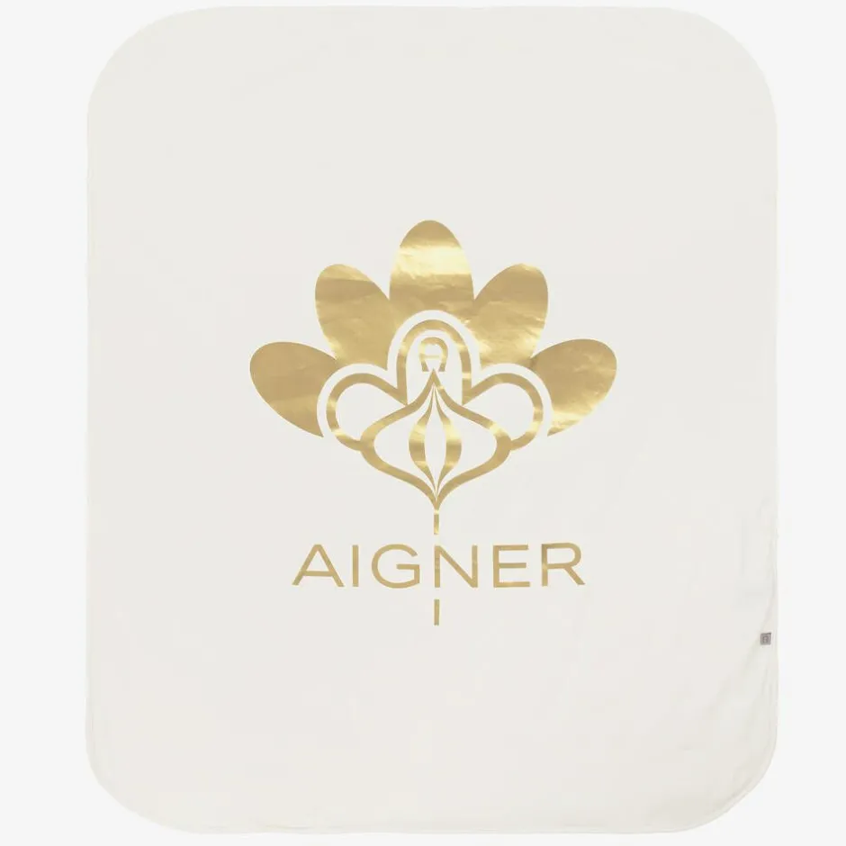AIGNER Baby Girls Ivory Pima Cotton Blanket (88cm) Outlet