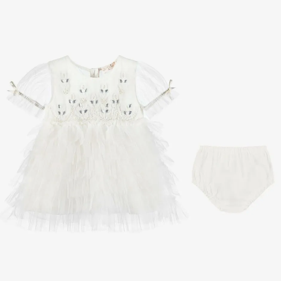 Tutu du Monde Baby Girls Ivory Tulle & Beads Dress Online