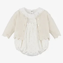 Mayoral Newborn Baby Girls Ivory Velvet Dot Shorts Set Discount