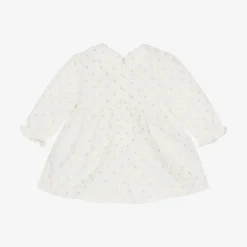 Mayoral Newborn Baby Girls Ivory Velvet Polka Dot Dress Sale